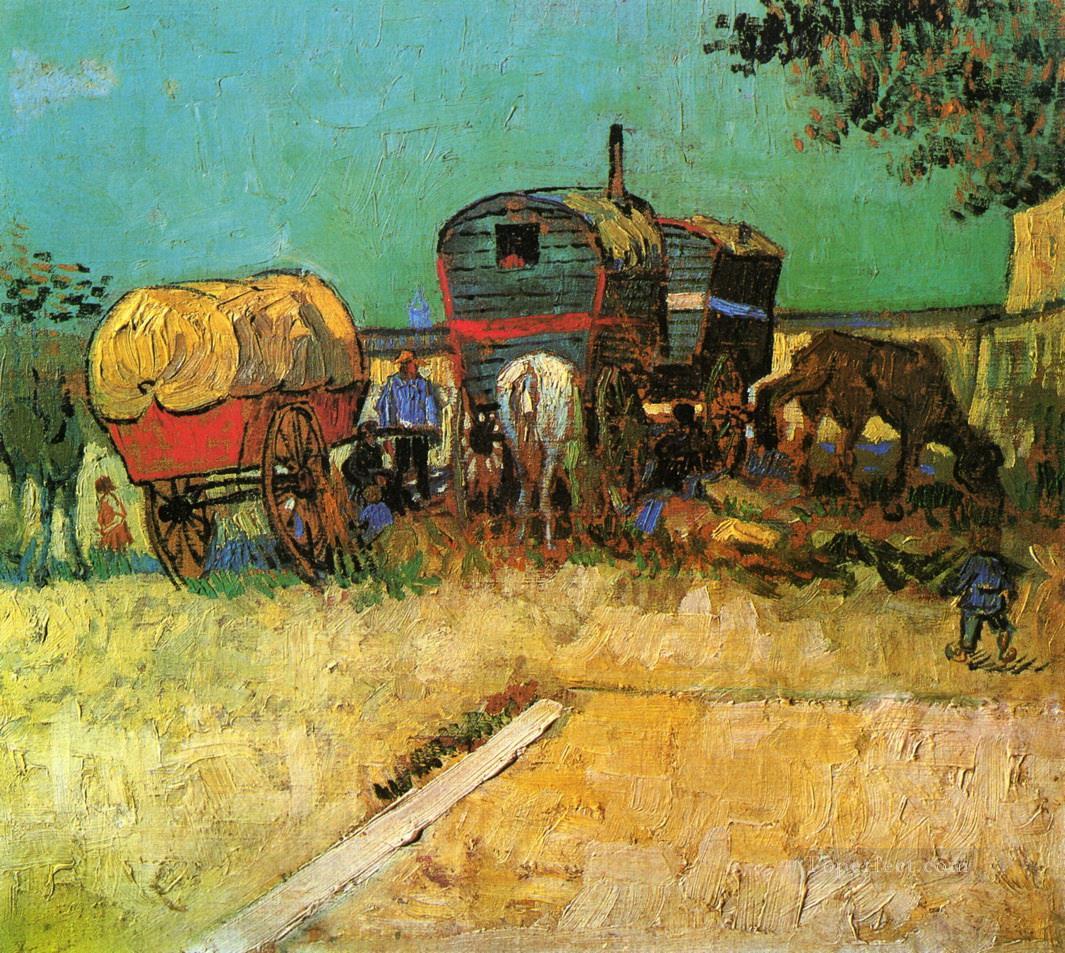 Encampment of Gypsies with Caravans Vincent van Gogh Oil Paintings